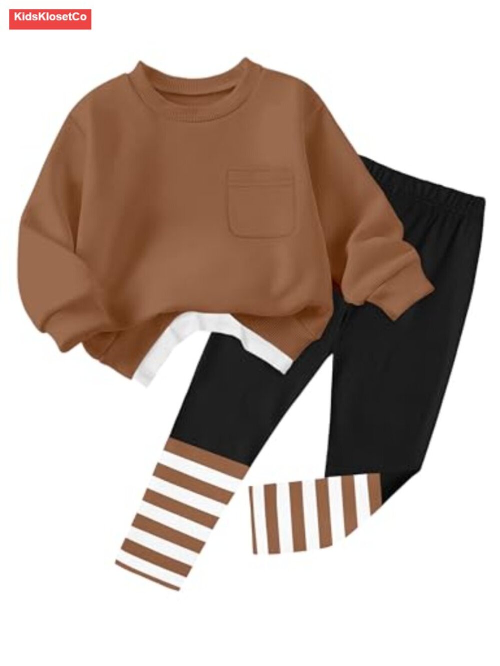 Girls 2-Piece Sweatsuit Set Pullover Top Striped Leggings Outfit